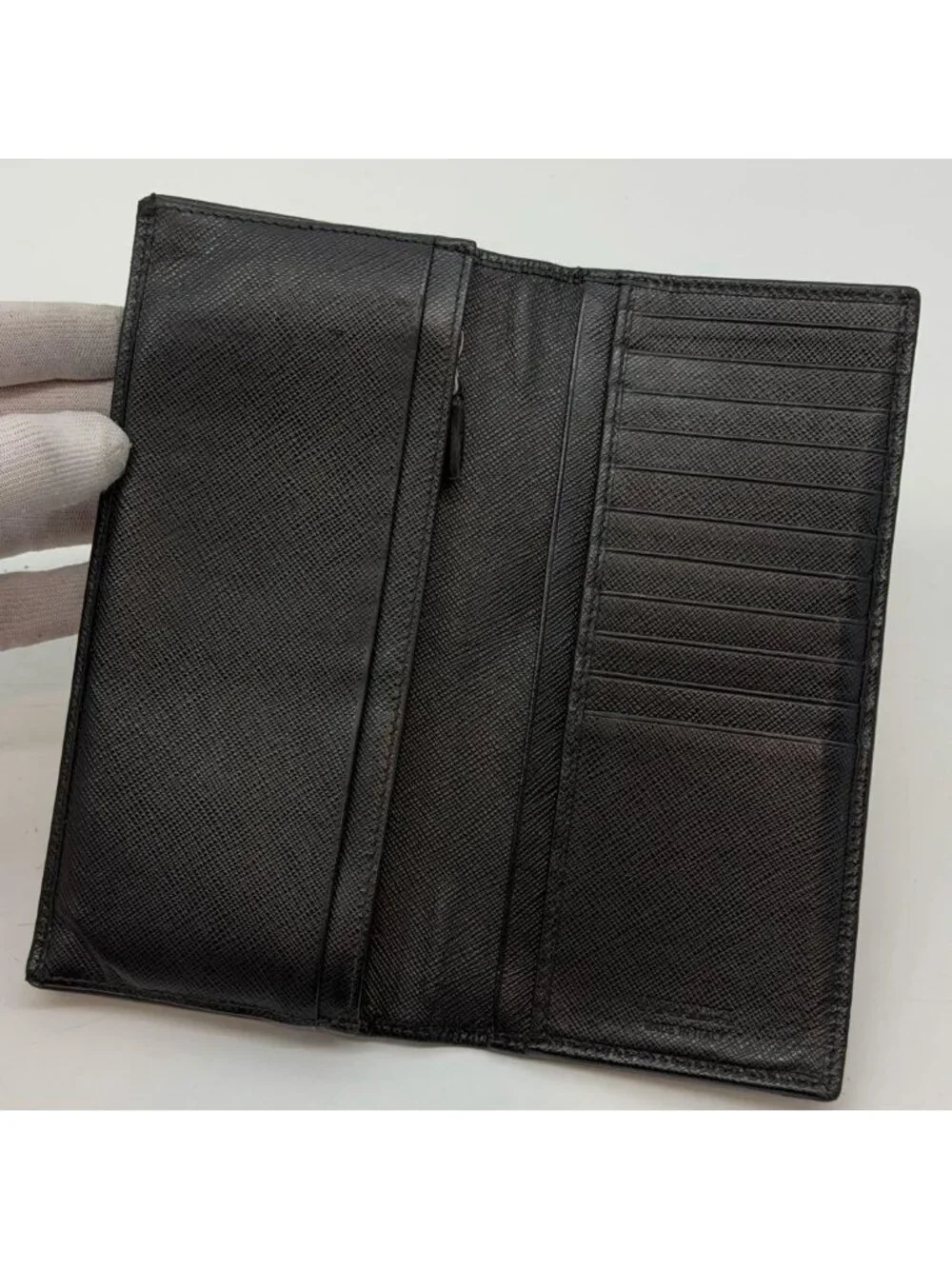Prada Saffiano Wallet Triangle Logo